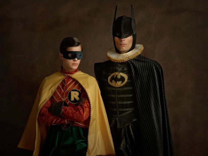 Супергерои в костюмах эпохи ренессанс Бэтмен и Робин