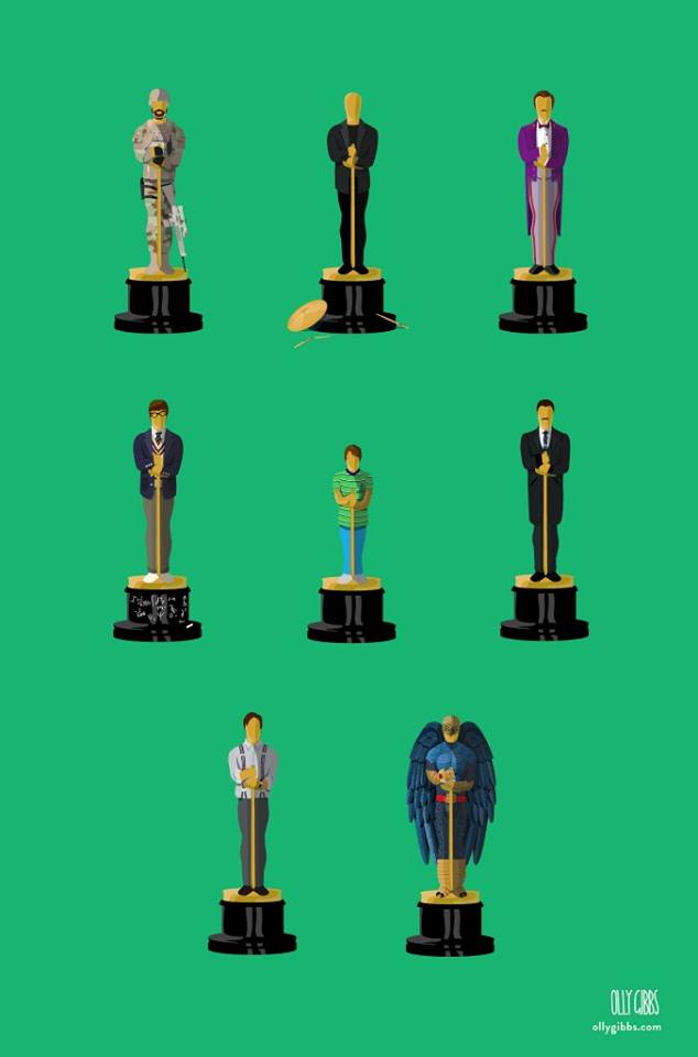 Номинанты на Оскар 2015 - статуэтки в виде фильмов-номинантов