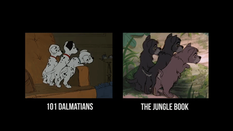 12 раз когда Disney использовал одни и те же иллюстрации 101 далматинец (101 Dalmatians) 1961 и Книга джунглей (The Jungle Book) 1967