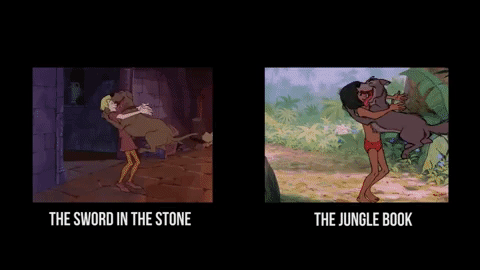 12 раз когда Disney использовал одни и те же иллюстрации Меч в камне (The Sword in the Stone) 1963 и Книга джунглей (The Jungle Book) 1967