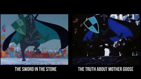 12 раз когда Disney использовал одни и те же иллюстрации Меч в камне (The Sword in the Stone) 1963 и Правда о Матушке Гусыне (The Truth About Mother Goose) 1957