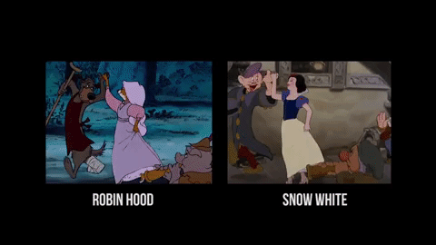 12 раз когда Disney использовал одни и те же иллюстрации Робин Гуд (Robin Hood) 1973 и Белоснежка и семь гномов (Snow White and the Seven Dwarfs) 1937